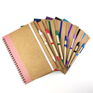 Promo <strong>Custom</strong> Eco Friendly <strong>Recycled</strong> Kraft A5 Spiral <strong>Notebook</strong> with Pen 60 Sheets - Product Image 3