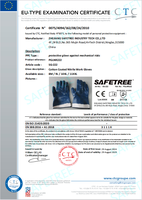 Gants de travail de sécurité en nitrile enduit de coton bleu haute résistance CE EN388 3111X, pour l'industrie pétrolière, les mécaniciens, protection des mains