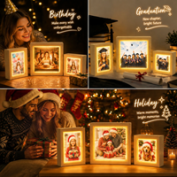 Cadre photo lumineux de nuit avec plaque en verre vierge pour sublimation, support inclus, transfert thermique, artisanat DIY, décoration personnalisée pour la maison, cadeau
