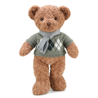 Ours en peluche personnalisable pour enfants, nouveau design, avec pull et écharpe, jouet en coton PP, cadeau préféré