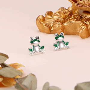 Orecchini a perno con rana astratta, stile coreano, piccoli accessori per l'orecchio a forma di animale, regalo quotidiano per donna - Product Image 4