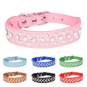 Collar brillante de cuero y cristal para mascotas, collar duradero para perro - Product Image 1