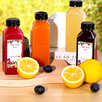 Bouteille de jus PET carrée à fond plat réutilisable vide de 300 ml/500 ml avec bouchon à vis, impression sérigraphique, thé, boisson, champagne