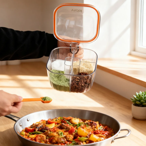 Boîte à épices en plastique moderne à 4 compartiments avec couvercle hermétique pour le rangement de la <span class=keywords><strong>cuisine</strong></span> Recherche d'agents - Product Image 2