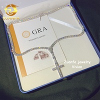 Collier chaîne tennis en argent sterling 925, style hip-hop, avec croix en moissanite certifiée GRA, passe le test du diamant