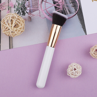 Kuas Foundation bagian atas datar label pribadi pegangan kayu putih Vegan lembut padat rambut mulus Kosmetik Concealer besar