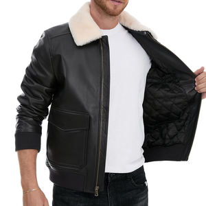 Veste de motard en cuir véritable de mouton avec fermeture éclair Dean Shearling pour homme avec doublure matelassée et poches en peau de mouton Toile personnalisable - Product Image 5