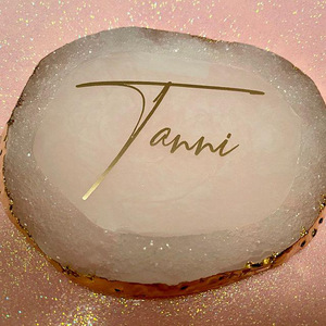 Uionen Personalized Custom Resin Agate Coasters Wedding Party Plates <b>Table</b> Setting Decorations and Name <b>Cards</b> - Product Image 6