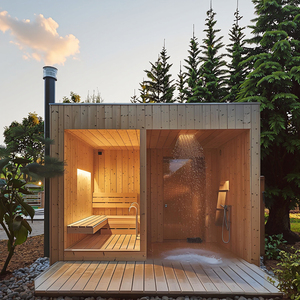 Meilleur <span class=keywords><strong>sauna</strong></span> et salle de douche extérieurs en bois massif de cèdre rouge pour 4 personnes - Product Image 1