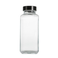 250ml, 350ml, 500ml Transparante Franse Vierkante Drankfles, Koudgeperste Sapfles Met Schroefdop