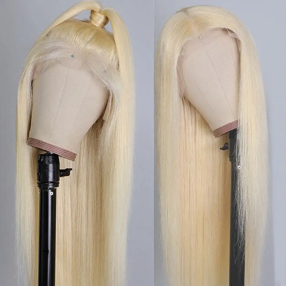 Wholesale 150 Density Platinum Honey Blonde 613 Full Lace Wig Human Hair,Virgin Blonde Straight 613 WigBrazilian sloveBlonde Wig