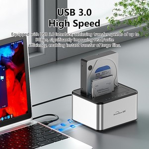 Portátil portátil USB3.0 Dual Bay SSD HDD SATA Disco duro Cloner Duplicador Dock <span class=keywords><strong>Docking</strong></span> Station para PC - Product Image 4