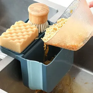 Kitchen <b>Sink</b> Drain <b>Basket</b> Rack Retractable Suction Cup Hanging Storage Wet/Dry Trash Organizer Eco-Friendly Foldable Plastic - Product Image 4
