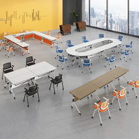 HYZ-298X Ensemble table et chaises pliantes pour formation, table de conférence mobile et combinable, bureau de formation multifonctionnel et long, pour l'éducation