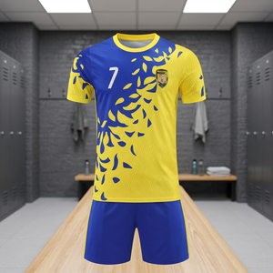 Maillot de football personnalisé pour hommes adultes, 100% polyester, maille respirante, col rond, manches courtes, uniforme de football d'été, impression numérique - Product Image 3