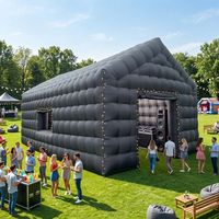 Tente de fête gonflable mobile noire commerciale avec éclairage LED pour discothèque, tente de club de nuit gonflable, cube gonflable pour soirée