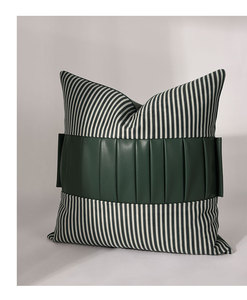 AIBUZHIJIA Vỏ Gối Ném Chất Lượng Cao Vỏ Gối Giả Da Kẻ Sọc Màu Xanh Lá Cây Màu Đen Sang Trọng Trang Trí Nhà Cửa - Product Image 5