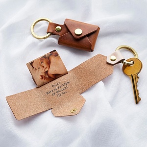 Porte-clés personnalisé en cuir tanné végétal avec Photo, Mini Album Sublimation, porte-clés vierge gravé au Laser - Product Image 2