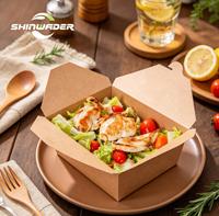 Boîte à salade et sandwich en papier kraft brun recyclé, emballage alimentaire de qualité alimentaire, impression par estampage, vente chaude