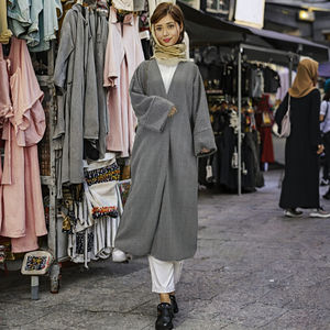 ZY Handmade Open Woolen Coats Pockets Modest Turkish Muslim Women's ECO-FRIENDLY Winter Abaya <b>Dress</b> Ramadan Thick Traditional - Product Image 3