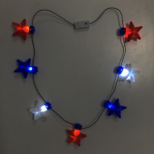 Collana con Stella <span class=keywords><strong>a</strong></span> Cinque Punte LED Luminosa Lampeggiante per Decorazione Festa del 4 Luglio USA - Product Image 2