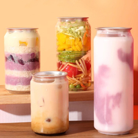 Bocaux/Bouteilles en Plastique Transparent Alimentaire Personnalisés pour Boissons Gazeuses, Gâteaux, Jus avec Logo, Faciles à Ouvrir, 210 ml, 250 ml, 330 ml, 500 ml