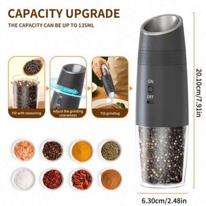 New ABS Plastic Salt & <b>Pepper</b> <b>Grinder</b> Set with Rechargeable Charging Base LED 6 Adjustable Coarseness Gravity Gift Set - Product Image 2