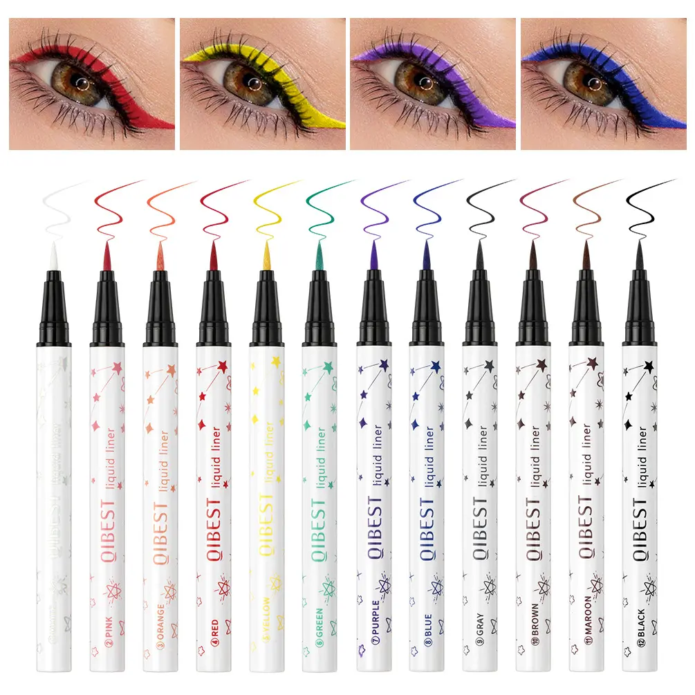 QIBEST High Pigment Liquid Gel Eye Liner Pencil Waterproof Sweat-proof Long-lasting Quick-dry Smooth Eyeliner Gel