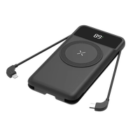 Batterie externe ultra-fine Shenzhen Snapper 10000mAh Li-Polymère avec câbles intégrés, prise murale AC pliable, format de poche, compatible USB-C