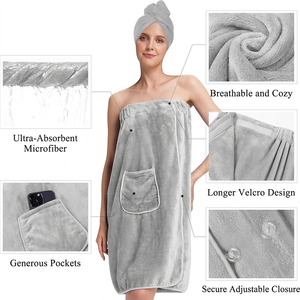Robe de plage en microfibre blanche hypoallergénique pour femme, tricotée, séchage rapide, couleur unie, ajustement réglable, lavable en machine - Product Image 3