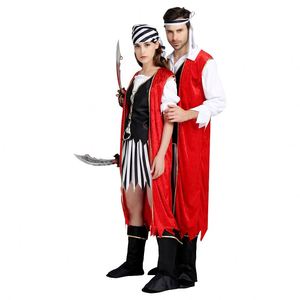 Costumes de cosplay pour couples adultes, pirates, TV et cinéma, pantalons, Halloween, carnaval, design imprimé, veste, robe, haut, 4ourcostumes - Product Image 3