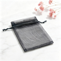 Sac à cordon en organza personnalisé, pour bijoux, boucles d'oreilles, emballage cadeau, pochette transparente, mini sac transparent, fête de Noël