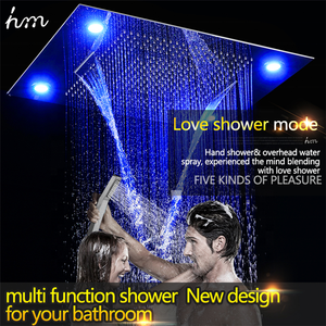 Juego de ducha con música, cortina de cascada de niebla de lluvia, cabezal de ducha led de 600x800mm, 6 funciones, termostática - Product Image 5