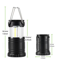 Lanterne de camping portable 3*COB LED, mini lanterne suspendue pour tente, 3W 200 lumens, lampe torche extérieure avec poignée, batterie non incluse