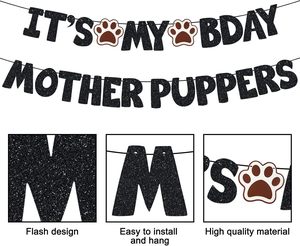 Bannière d'anniversaire personnalisable en papier écologique coloré, durable, imprimée UV, pour fête d'anniversaire de maman de chiot – C'est mon anniversaire ! - Product Image 4