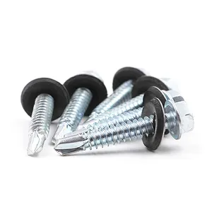 3.5mm 3.9mm Gal Steel B7 B7M Gr 2 Gr 5 ASTM 193 Zinc Plated Flange Roofing Screw Self Drilling Screw With EPDM Washer DIN7504