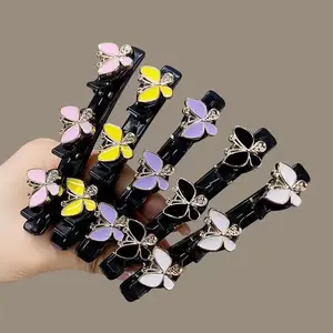 Luma Butterfly Decoration Flat Duck Bill Clip Fashion Girls Double Bangs Woven Hairpin