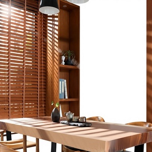 Stores occultants en bois massif avec protection solaire, stores enrouleurs électriques sans perçage, style vintage, sur mesure - Product Image 1