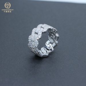 Vượt qua Kim Cương Tester vvs moissanite Cuban nhẫn của nam giới giá bán buôn vàng mạ 925 Sterling bạc cổ trang sức nhẫn cho nam giới - Product Image 2