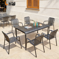 Ensemble de meubles de terrasse pour café commercial moderne, meubles de jardin pour restaurant, ensemble de table à manger extérieure 6 places pour terrasse et cour