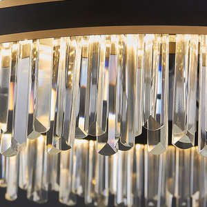 Zeal Lighting Modern Black Gold Crystal Ring Pendant <b>Light</b> Remote Control for <b>Dining</b> Table Middle Chandeliers Pendant <b>Lights</b> - Product Image 5