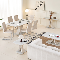 Nordique moderne minimaliste pliable meubles de maison restaurant cuisine blanc céramique marbre table à manger ensemble table et 6 chaises