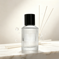 Flacons de parfum en verre transparent à rayures rondes de haute qualité, 30 ml et 100 ml, avec couvercle sérigraphié pour emballage de parfum, boîte cadeau