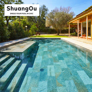 Venta al por mayor Mosaico cerámico mate chorro de tinta 300x600mm Piscina de paisaje azulejos de mosaico de piedra natural azul - Product Image 2