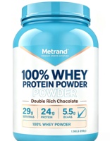 Poudre de protéines de lactosérum Metrand 100% Double Rich Chocolate, 24g de protéines, 5,5g de BCAA, complément nutritionnel sportif pour la croissance musculaire