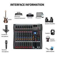 Console de mixage audio professionnelle 8 canaux USB Bluetooth, carte son pour équipement sonore, amplificateur, haut-parleur