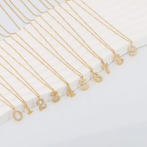 Ciondolo con collana con numero di zirconi in acciaio inossidabile, - Product Image 5