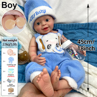 Poupée Reborn en silicone réaliste non peinte de 18 pouces, bouche ouverte, compatible avec les sucettes, lèvres rondes, accessoire éducatif pour la pratique des soins aux bébés