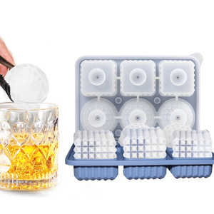 Di alta qualità in Silicone whisky Ice Cube di ghiaccio vassoio a forma di diamante + cubetto di ghiaccio vassoio con coperchio
