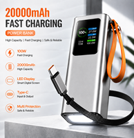 Chargeur portable 20000 mAh k 100W à charge rapide pour smartphones, montres connectées et ordinateurs portables avec affichage LED, batterie externe pour téléphone